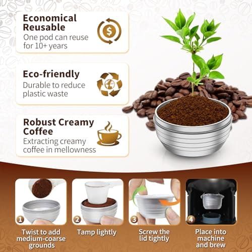 AANQQ Reusable Nespresso Vertuo Pods: Food-Grade Metal Refillable Coffee Capsules - Brewing Espresso 7.8OZ for Nespresso Vertuo & Vertuo Plus, Not for Vertuo Next/Pop, SGS tested, Cost Saving - Thumbnail 6