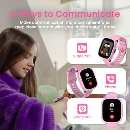 LAGENIO Watch Phone for Kids, Kids Smart Watch with GPS Tracker, 1.7 Inch HD 4G Smartwatch with Video Calls, Texting, Parental App, SOS, Music, Alarm Clock, School Mode, IP68 Waterproof for Ages 5-12 - Thumbnail 2