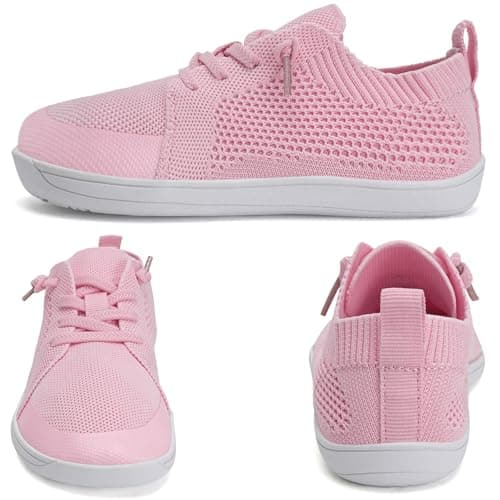 WateLves Toddler Little Kids Wide Barefoot Shoes Boys Girls Minimalist Sneakers Lightweight Breathable Walking Shoes | Naturally Splay | Flexible Fit (Pink, 23) - Thumbnail 5