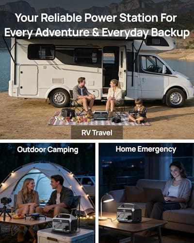 Portable Power Station, 288Wh (90,000mAh) LiFePO4 Battery, 350W (600W Peak) Power Bank with AC Outlet, Mini Solar Generator 7-Port Design, 2.1Hrs Fast Charing for Emergency, Hurricane (Solar Optional) - Thumbnail 5
