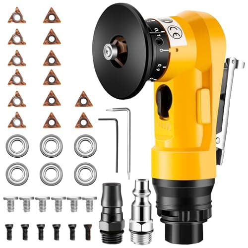 Pneumatic Chamfering Tool, 30000 RPM Air Chamfer Tool with 6 Bearings & Complete Screw Kit for Deburring & Beveling, Includes 8 C & 6 R Blades, 45°, 1/4" Air Inlet for Metal, Wood, PVC, Acrylic