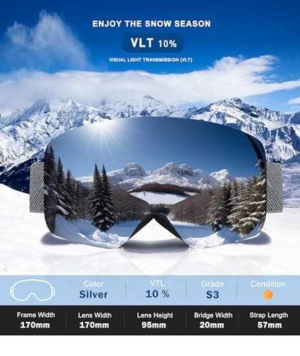 NSSIW Ski Goggles for Men Women Youth, OTG Snowboard Goggles/Snow Goggles with UV Protection and Anti Fog Over Glasses - Thumbnail 3