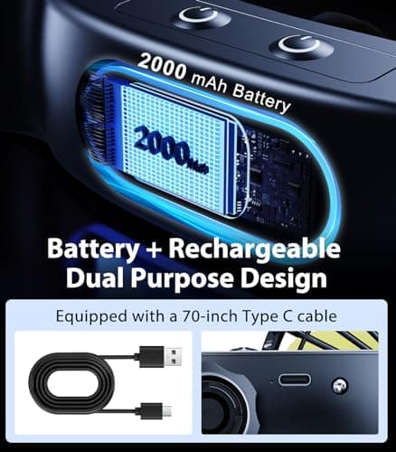 DICMKY Long Arm Dual Head Car Cooling Fans for Back Seat for Kids, Battery Powered Rechargeable 5V/12V/24V Car Backseat Headrest Fan for Baby Rear Facing Car Seat Cooler That Blow Cold Air for Vehicle - Thumbnail 2