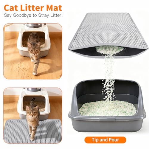 Large Cat Litter Box Mat for Cats, Double Layer Honeycomb Cat Litter Trapping Mats, Waterproof, Urine Proof,Non-Slip Litter Pad for Indoor Kitty Cat Litter Mat, Easy to Clean Grey (33.8'' x 23.6'') - Thumbnail 2