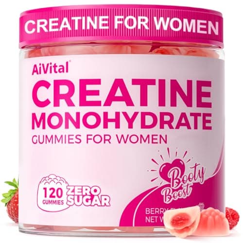 AiVital™ Creatine Gummies for Women, 5000mg Creatine Monohydrate Gummies+2000mg Collagen+1000mg BCAA, Women-Specific Formula, Sugar Free, 30 Servings, 120 Counts(Berry) - Image 1
