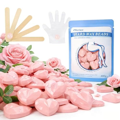 Chulan Wax Beads for Hair Removal-Sensitive Skin Formula-14.1oz Hypoallergenic Hard Waxing Bead for Face Body, Large Heart Professional Wax Beans for Coarse Hair, Brazilian, Bikini, Facial, Leg, Pink