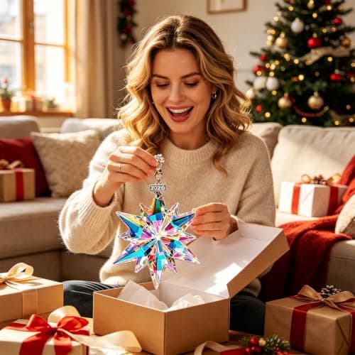 2026 Annual Christmas Ornaments Crystal Snowflake Star, Sparkly Crystal Ornaments for Christmas Tree, Beautiful Christmas Ornaments for Women Girls - Thumbnail 3