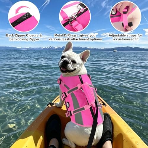 Dogcheer Dog Life Jacket for Dogs with Grab Handle and Zipper, Harness Dog Life Vest High, Buoyancy & Reflective Straps, Adjustable Swim Vest for Small Medium Large Dogs - Pink, XS - Thumbnail 5