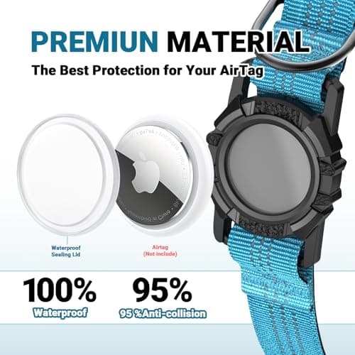 IP68 Waterproof AirTag Dog Collar – Heavy Duty Reflective Padded Design with Integrated AirTag Holder for Small, Medium & Large Dogs – Comfortable & Durable, Size M (12.6"-17.1"), Blue - Thumbnail 4
