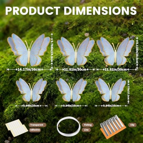 Giant 3D Metallic Gold Butterfly Wall Decor, 10"-20" Oversized Hollow-Out Paper Butterflies for Wedding Backdrop, Storefront Display & Luxury Nursery Art (Blue) - Thumbnail 5