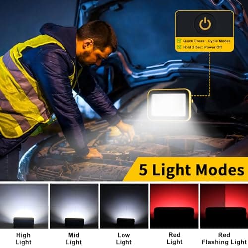 AUMIO Rechargeable Work Light with Tripod Hole, 2-Pack LED Battery Work Lightings, 40W Waterproof Portable Flood Light Cordless Job Site Lighting 180° Rotate for Garage Camping Car Repairing - Thumbnail 2