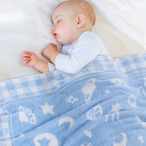 Blue Planet Baby Blanket – Knitted Space-Themed Throw for Baby Boys, Galaxy Nursery Décor & Newborn Shower Gifts – Soft & Breathable, 30x40 Inch - Image 1