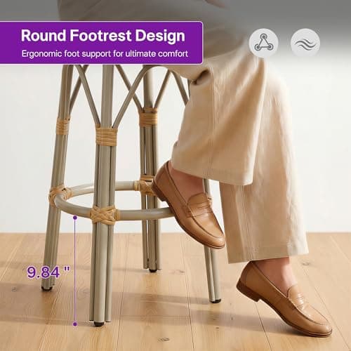 PURPLE LEAF Outdoor Counter Stool Champagne Finish 2-Pack Bar Stools - Thumbnail 6