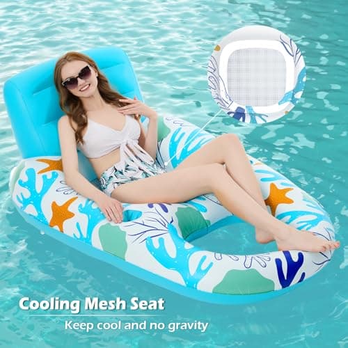 Jasonwell Inflatable Pool Float Adult - Pool Floaties Lounger Floats Raft Floating Chair Water Floaties for Swimming Pool Lake Lounge Float with Cup Holders Beach Pool Party Toys for Adults - Thumbnail 3