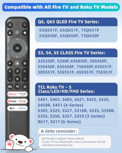 Voice Remote Replacement Compatible with TCL Google TV Remote, for QM8 QM7 Q7 Q6 Q5 S5 S4 S3 Series 4K UHD HDR LED QLED QD-Mini LED Full-HD Smart TVs (Not Applicable to Roku TVs) - Thumbnail 3