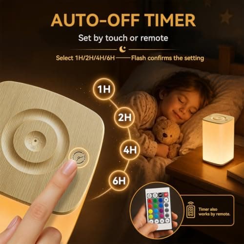 Auxmir Baby Night Light for Nursery, 4000mAh Rechargeable Night Lamp with Remote & Touch Control, Dimmable Light + 256 RGB Colors, 1/2/4/6H Timer for Breastfeeding, Diaper Changes, Kids Bedroom - Thumbnail 5
