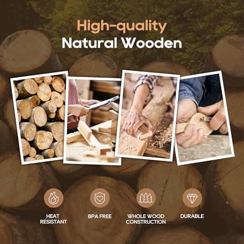 KLYRO 5 PCS Wooden Spatula Set, Natural Teak Wooden Spoons for Cooking, Nonstick Cookware Safe Kitchen Utensils Set, Durable & Elegant Cooking Utensils Gift Set - Thumbnail 2