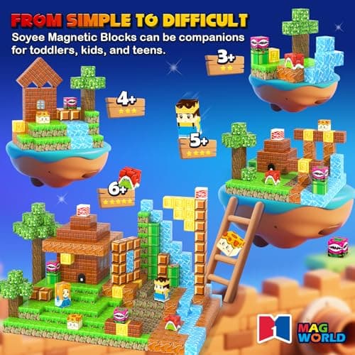 Soyee Magnetic Blocks 100PCS Magnetic Building Blocks Cubes Kids Boys Girls Toys for Ages 3-5 5-7 8-10 STEM Sensory Learning Building Magnet Toys 3-12 Year Old Girls Boys Birthday - Thumbnail 3