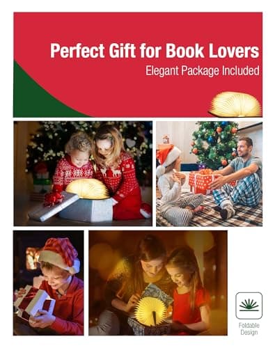 ZBOLE 5.7 Inch Wooden Book Lamp - Portable Folding LED Book Light for Reading, Home & Library Decor, Unique Gift for Book Lovers, Magnetic Night Light (Walnut) - Thumbnail 6