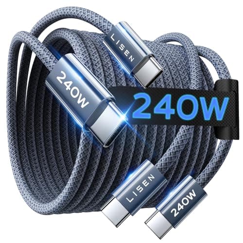 LISEN USB C to USB C Cable, 240W C to C Cable Fast Charging [6.6ft, 2 Pack] Type C Charger Fast Charging USBC to USBC Cable for iPhone 17 16 15 Pro Max iPad MacBook Pro Air M5 Samsung S26 S25 Ultra - Image 1