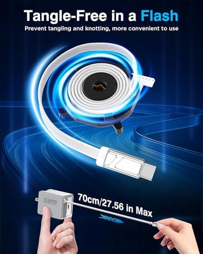 VIGOUC USB C Retractable Fast Charger, PD 35W Dual Port, Wall Adapter Foldable US Plug, Type C Lightning Cable, Compact GaN Charging Block for iPhone 17 16 15 / iPad Portable Travel Home Office - Thumbnail 5