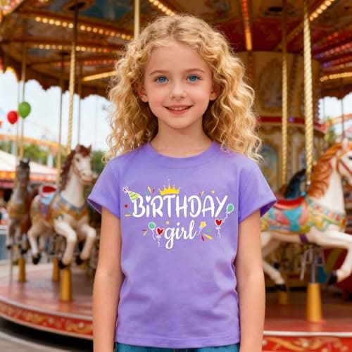IsPICK Birthday Girl Shirt Toddler Kid Birthday Graphic Tee 4-12 Years - Thumbnail 3