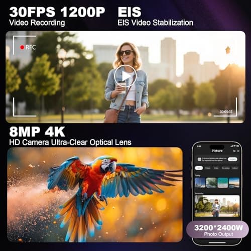 AI Smart Glasses with Camera, 8MP HD Camera Glasses for Men Women, 30FPS EIS Video Recording, Voice Assistant, Real-Time Translation, Open-Ear Bluetooth Audio Sunglasses with Interchangeable Lenses - Thumbnail 3