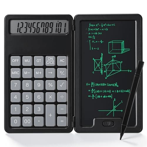 Niodel Desktop Calculator with 6.5" LCD Writing Tablet, 12-Digit Foldable Desktop Calculator with Stylus, Portable Professional Financial Notepad for School, Office & Business(Black) - Image 1