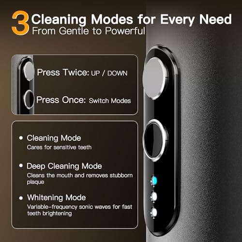 GearOra M23 Travel Electric Toothbrush for Adults, Retractable Portable Sonic Toothbrush, Aluminum Body, 30-Day Battery, Universal USB-C Charging, IPX7 Waterproof, Compact Travel Size Toothbrush - Thumbnail 5
