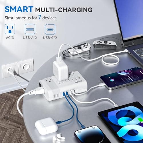 DOACE 220V to 110V Converter for European Travel - 350W 7 in 1 Voltage Converter US to Europe with 3AC, 2QC+2PD for Using U.S. Devices Abroad - Hair Straightener Shaver Toothbrush Laptop Camera Phone - Thumbnail 6
