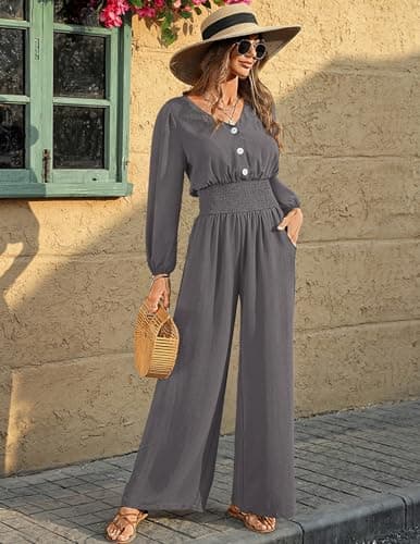 LOOKBOHO Dressy Jumpsuits for Women Casual Long Sleeve Fall Outfits - Thumbnail 6