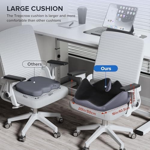 Seat Cushion for Relief Sciatica - Memory Foam Cushion for Office Chair, Hip & Coccyx Pain Relief for Long Sitting,2025 Upgraded Large Seat Pillow for Soft Support,for Game Chair/Wheelchair - Thumbnail 5
