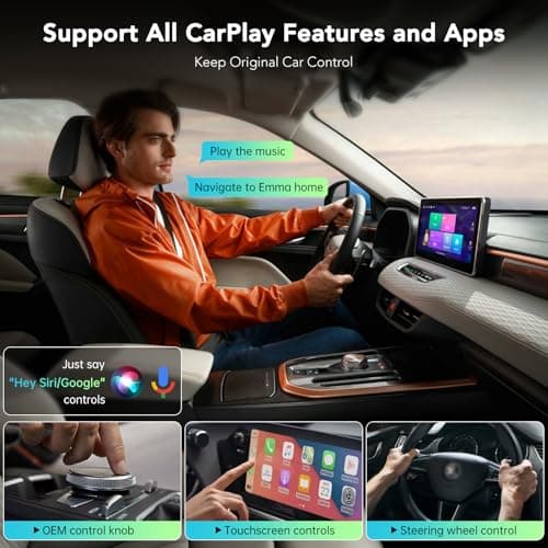 PERPOTAO Wireless CarPlay Adapter 2026, 2-in-1 Convert Factory Wired CarPlay & Android Auto to Wireless, Plug and Play, Auto Reconnect, Compatible with iPhone & Android Phones, USB/USB-C, Dark Grey - Thumbnail 2