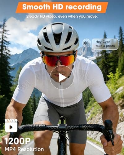 Mingtawn Smart Glasses with 4K HD Anti-Shake Camera & 3D Stereo Speakers | Polarized UV400 Sports Sunglasses | Bluetooth AI Glasses for Outdoor Video, Photos & Music | HiFi Audio Action Camera (Dark) - Thumbnail 5