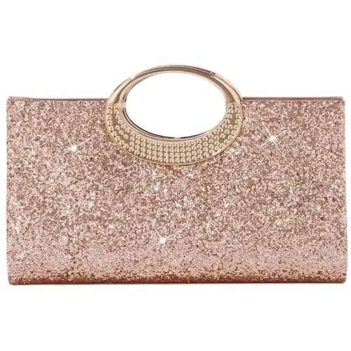 LUKLUKTAISUN 2026 Glitter Sequin Clutch Purse for Women Elegant Bling Paillettes Evening Bag Sparkle Polyester Handbag(Rose Gold) - Image 1