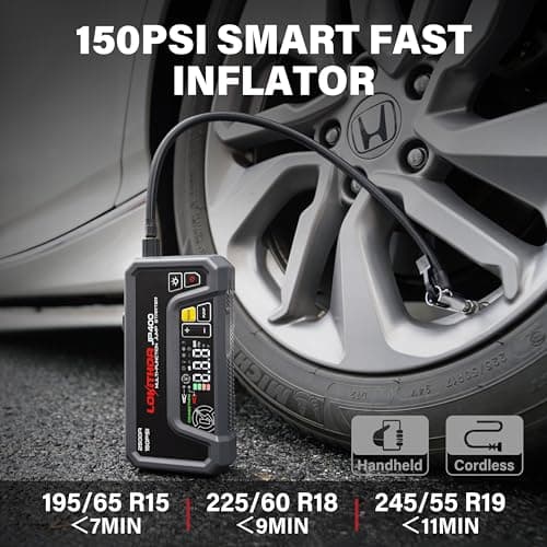 LOKITHOR JP400 Jump Starter with Air Compressor, 2500A 12V Car Battery Jumper Starter Portable (8.5L Gas/6.5L Diesel) Jump Box for Car Battery with ConnectMax, 150PSI Tire Inflator, Jumper Cables - Thumbnail 4