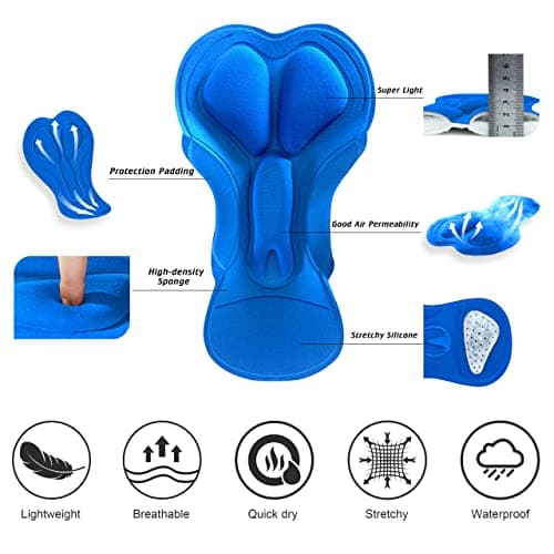 Men's Mountain Bike Shorts 3D Padded Bicycle Biking Shorts Quick Dry Lightweight MTB Cycling Shorts (All Black, 2XL) - Thumbnail 4