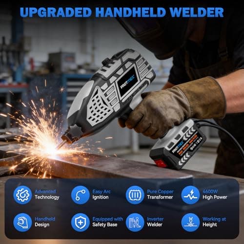 PROTMEX Portable Display Handheld Welder - 110V Portable Welder Machine IGBT Inverter with 5 Adjustable Currents, ARC Welder Gun Fits 3/32"-1/8" Welding Rods for Repair, DIY, Home Projects - Thumbnail 2