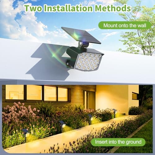 MinPea 8 Pack Solar Spot Lights Outdoor, 2-in-1 Solar Lights Outdoor Waterproof IP65, Solar Powered Landscape Spotlights 3 Modes for Yard Garden Pathway Driveway Tree(Warm White) - Thumbnail 5