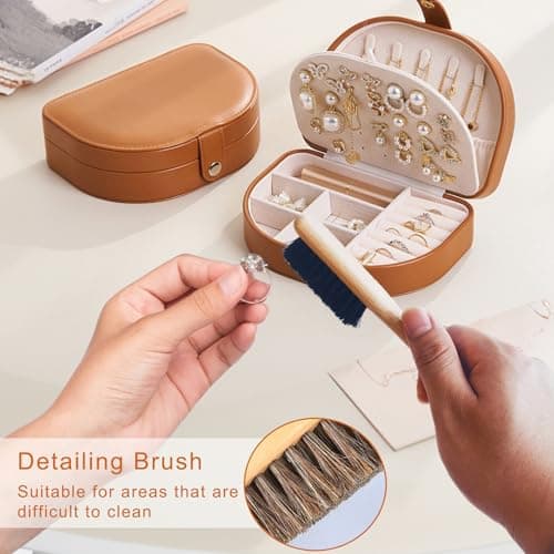 PDDYIER Horsehair Silver Brush, 2 Pack Detailing Brush Set for Silverware, Jewelry Cleaning Brushes for Sterling, Cutlery, Metal, Perfect Match for Silver Polish - Thumbnail 4