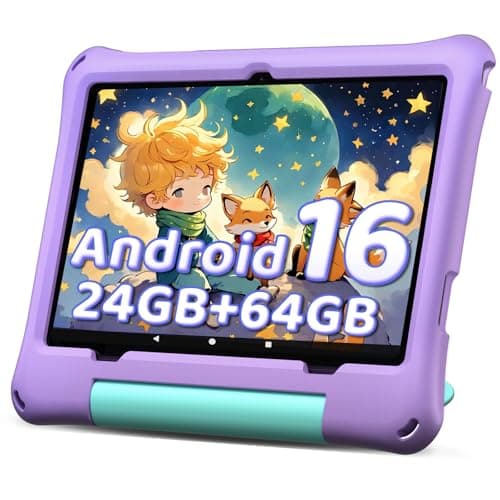 10 inch Kids Tablet, Android 16 Tablet for Kid, Octa-Core Processor, 24GB RAM, 64GB ROM 1TF Card Expandable for Toddler Children,Tablets with Case, Parental Control, 6000mAh,WiFi, BT5.0 (Purple) - Image 1