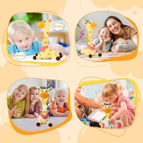 Emoin Dancing Giraffe Toy, Tanlking Giraffe Toys Musical Mimicking Toy, Singing 10 Pcs Songs for Baby Boys Girls, Repeating What You Say, Sing+Dancing+Recording+LED - Thumbnail 6