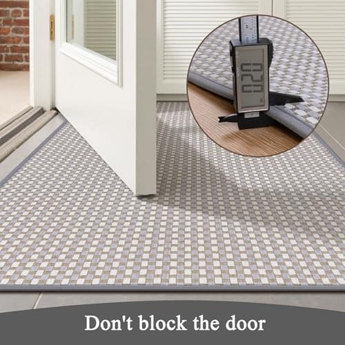 U'Artlines Door Mat 36"x59",Non Slip Rubber Backing Floor Mats, Absorbent Dirt Resistant Low-Profile Doormats, Front Door Mat Rug for Indoor Outdoor Entry, Patio, Porch Grey - Thumbnail 4
