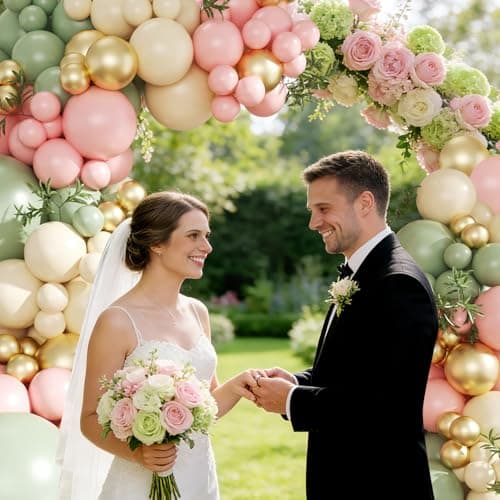 Pink and Green Gold Balloon Arch Kit, 124Pcs Pink and Sage Green Balloon Arch Garland Kit with Gold Sand White Balloons for Baby Shower Bridal Shower Wedding Gender Reveal Birthday Party Decorations - Thumbnail 4