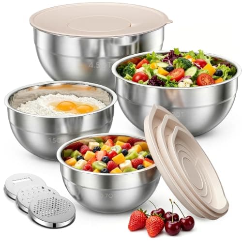 Winproper Stainless Steel Mixing Bowls with Lids Set, 4 Pack Cooking Bowls - Image 1