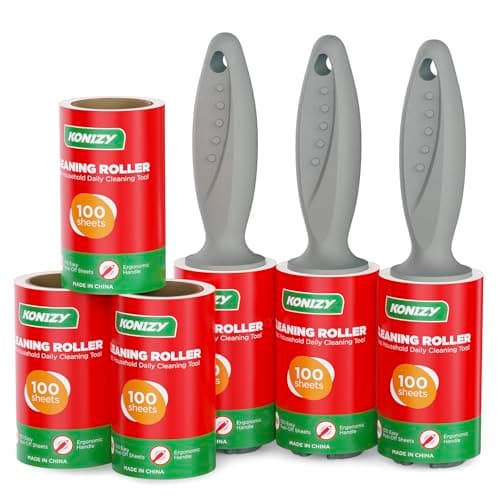 KONIZY Lint Rollers for Pet Hair Extra Sticky, 600 Sheets Mega Value Set with 3 Upgraded Handles, 6 Rollers Portable Pet Lint Remover for Clothes, Furniture, Carpet, Dog & Cat Hair