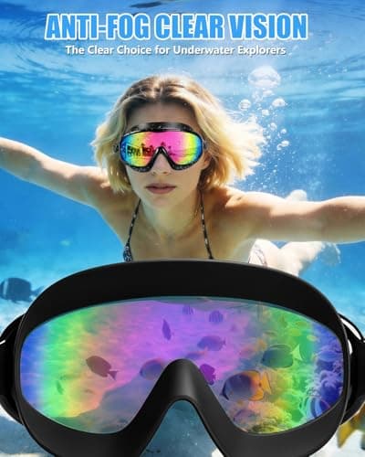 Aegend Swim Goggles for Adult Youth - 2 Pack Wide View Anti-Fog Anti-UV Swimming Goggles for Men & Women (Aqua & Birght Rose) - Thumbnail 4