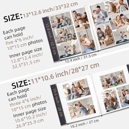 Vienrose Photo Album Self Adhesive 4x6 5x7 3x5 8x10 Scrapbook Album DIY Scrap Book with A Metallic Pen (11"x10.6" 60 Pages,Red) - Thumbnail 3