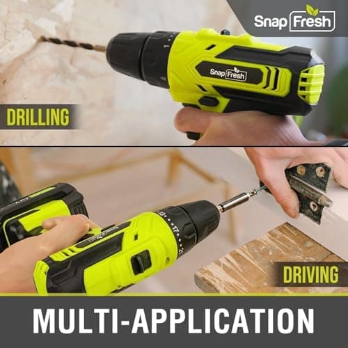 SnapFresh 20V Cordless Drill Set, 3/8" Power Drill with 2 Variable Speed, 21+1 Torque Setting, LED, 43pcs Drill Bits, Impact Driver Kit for Home,DIY-2.0Ah Battery & Fast Charger Included - Thumbnail 4