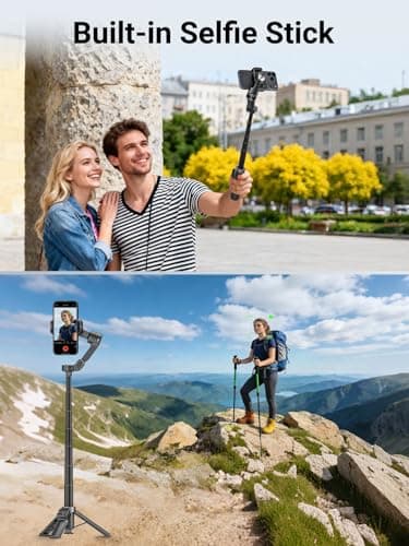 AOCHUAN Smart X3 360° Pan Rotation Gimbal Stabilizer for iPhone, Magnetic Remote Control, 3-Axis Stabilizer w/Built-in Extension Rod & One-Touch Open Tripod, Foldable Phone Gimbal for Vlogging, Travel - Thumbnail 6